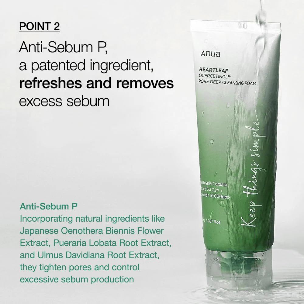 ANUA HEARTLEAF QUERCETINOL PORE DEEP CLEANSING FOAM KOREA150ml