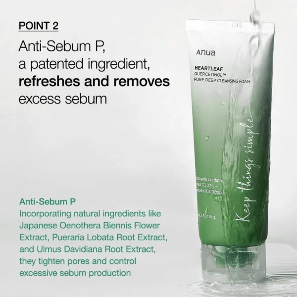 ANUA HEARTLEAF QUERCETINOL PORE DEEP CLEANSING FOAM KOREA150ml - Image 2