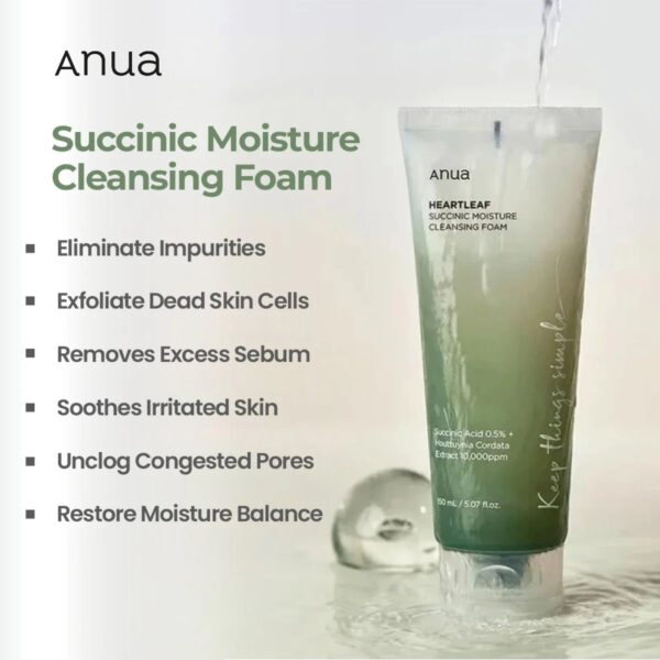 Anua - Heartleaf Succinic Moisture Cleansing Foam 150ml - Image 3